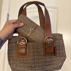 Coach Vintage Y2K shoulder bag with matching wallet.